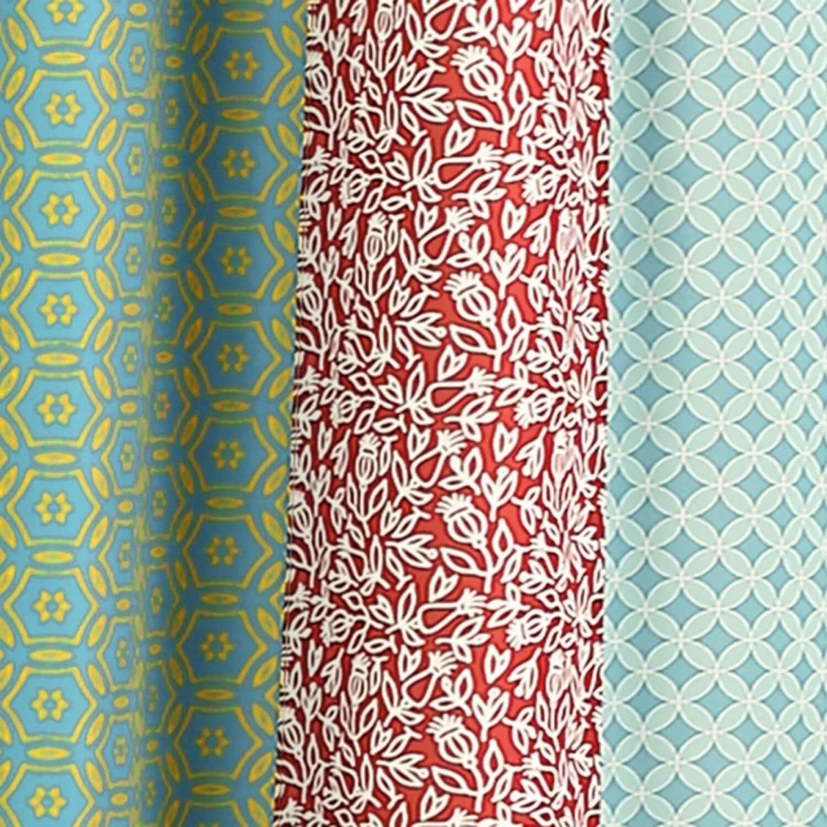 72-in. Bohemian Floral Multi-Color Patchwork Polyester Shower Curtain