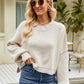 Round Neck Lantern Sleeve Sweater