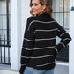 Angel Wings Striped Round Neck Long Sleeve Sweater