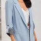 Lapel Collar Roll-Tab Sleeve Blazer