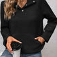 Perfee Half Buttoned Collared Neck Sweatshirt with Pocket