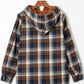 Plaid Button Up Long Sleeve Hooded Jacket