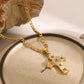 Stainless Steel Zircon Cross Pendant Necklace