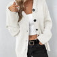 Button Up Drawstring Long Sleeve Hooded Cardigan