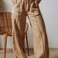 Drawstring Wide Leg Pants with Pockets