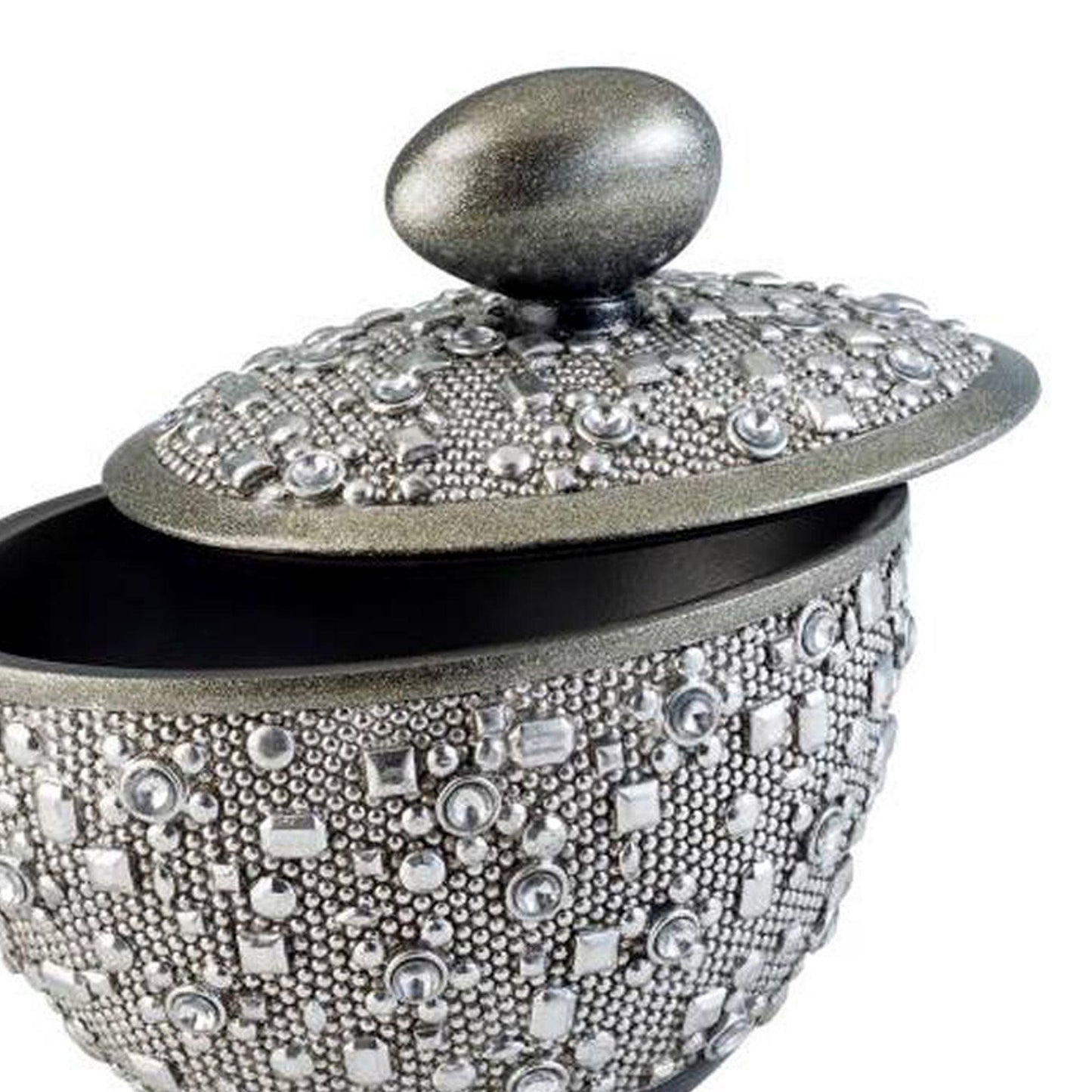 8" Tall Polyresin Decorative Jewelry Box" Twilight" with Silver finish