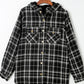 Plaid Button Up Long Sleeve Hooded Jacket