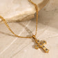 Stainless Steel Zircon Cross Pendant Necklace