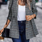 Plaid Button Up Lapel Collar Blazer