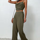 Perfee Crisscross Back Cropped Top and Pants Set