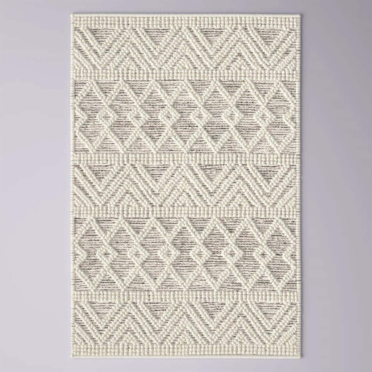 2-ft. x 3-ft. Hand Woven Wool Blend Grey Beige Ivory Persian Style Area Rug