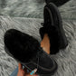 Thermal Fuzzy Tied Round Toe Boots