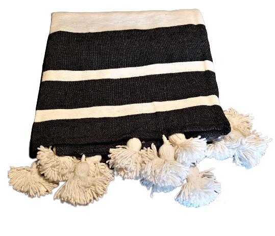 Handloomed Moroccan Pom-Pom Blanket