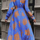 Perfee Floral Pleated Surplice Long Sleeve Midi Dress