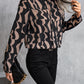 Printed Notched Long Sleeve Blouse