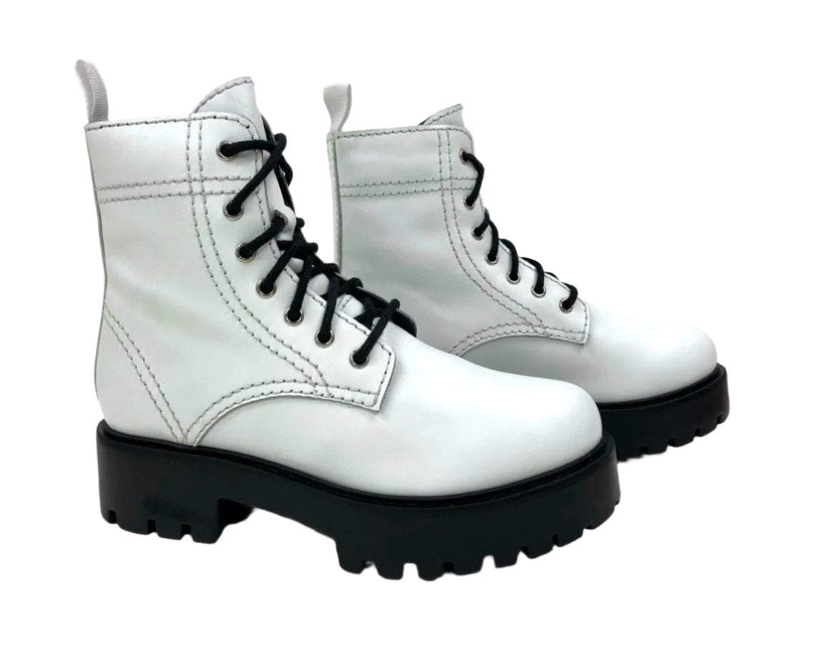 Alice White Heeled Combat Boot