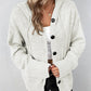 Button Up Drawstring Long Sleeve Hooded Cardigan