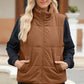 Pocketed Zip Up Turtleneck Vest Coat