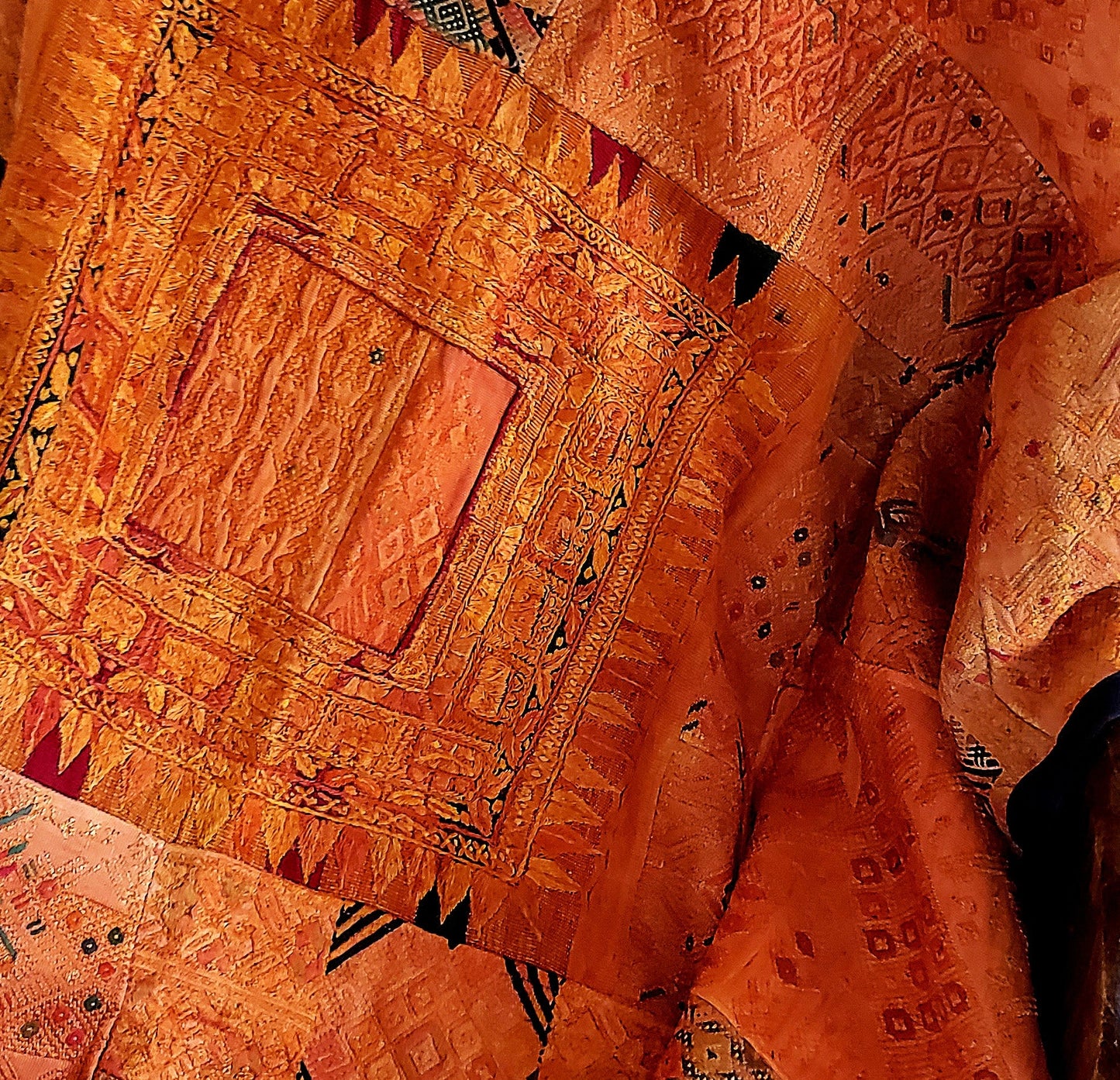 Beautiful Sun-Kissed Amber Guatemalan Mixed Huipile Embroidered Blanket or Throw