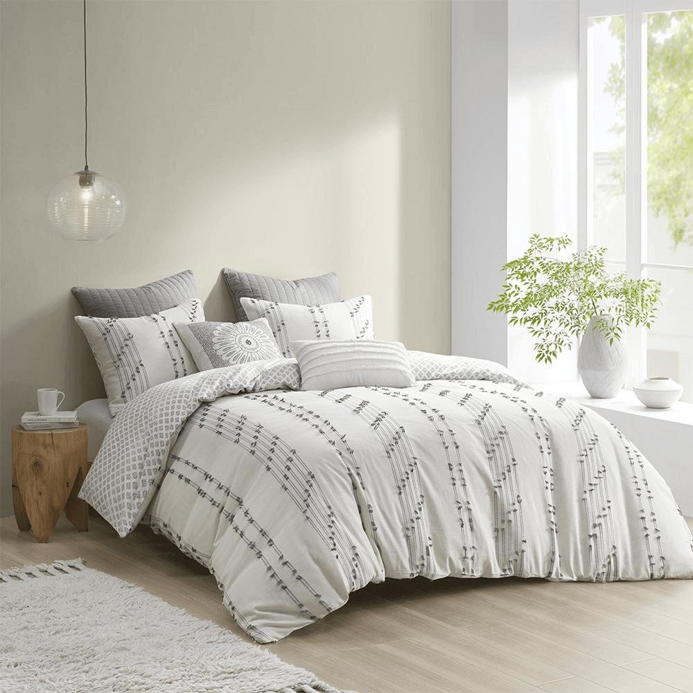 3-Piece Cotton Jacquard Comforter Set -  Kara