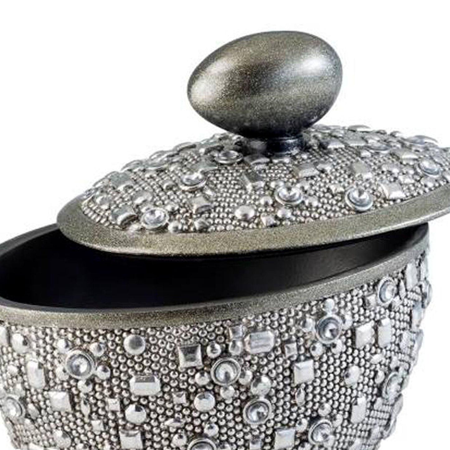 8" Tall Polyresin Decorative Jewelry Box" Twilight" with Silver finish