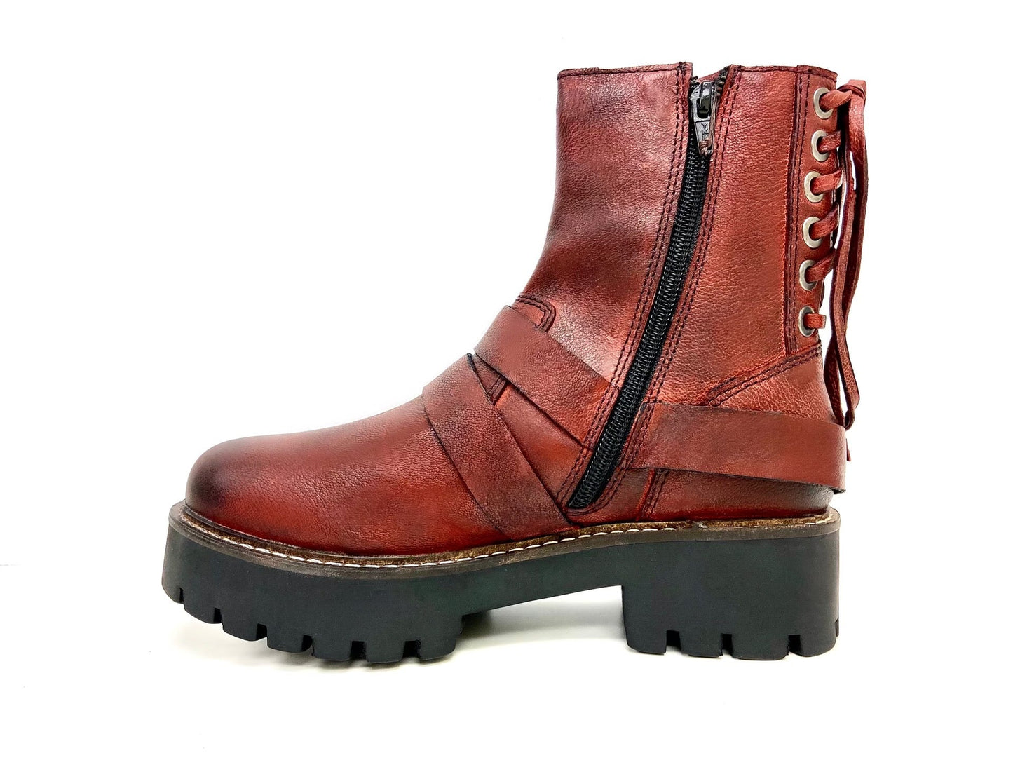 Claire Red Biker Boots