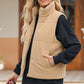 Pocketed Zip Up Turtleneck Vest Coat