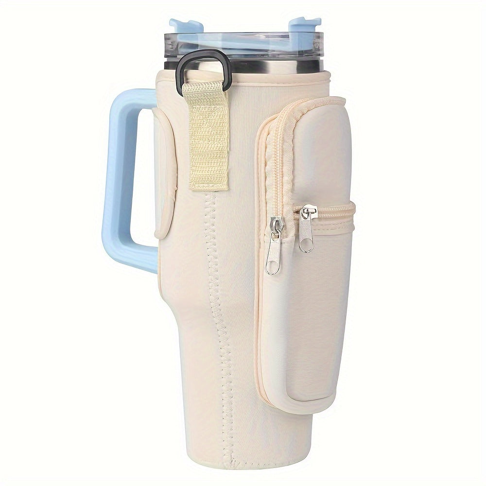 Water Bottle Holder with Adjustable Strap and Pocket for 40oz Bottles