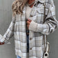 Plaid Dropped Shoulder Hooded Jacket