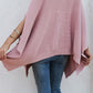 Waffle-Knit Pocketed Cape Sleeve Sweater