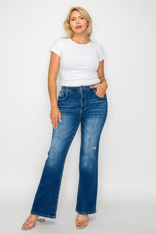 bytos Full Size High Rise Bootcut Jeans with Pockets