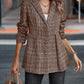 Plaid Button Up Lapel Collar Blazer