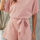 Tie Belt Short Sleeve Romper