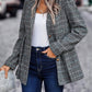 Plaid Button Up Lapel Collar Blazer