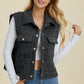 Double Take Full Size Pocketed Texture Snap Down Vest Coat