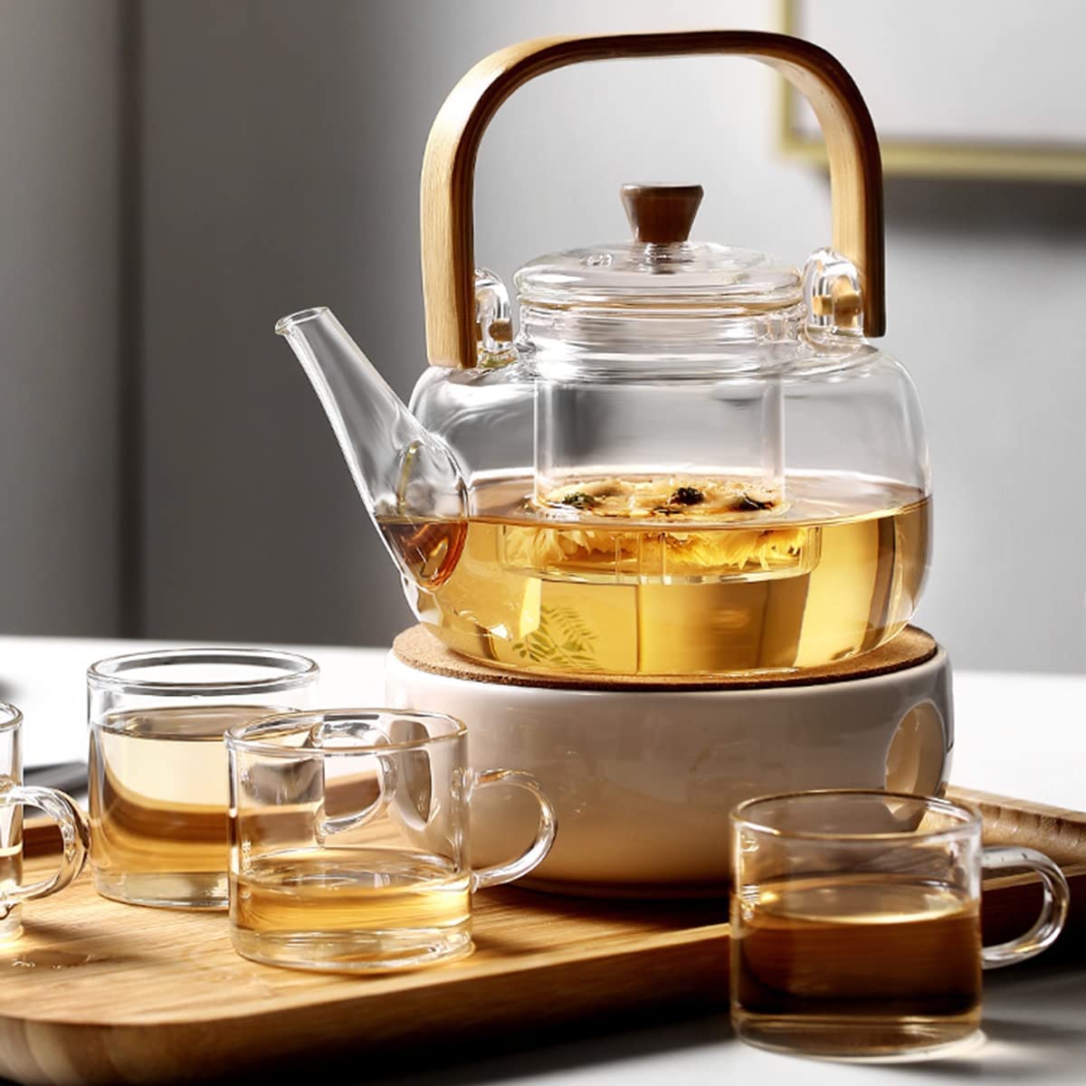 Bamboo & Glass Tea Kettle