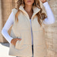 Pocketed Zip Up Turtleneck Vest Coat