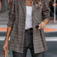 Plaid Button Up Lapel Collar Blazer