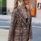 Full Size Plaid Buttoned Blazer