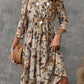 Printed Round Neck Three-Quarter Sleeve Dress