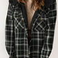 Plaid Button Up Long Sleeve Hooded Jacket