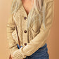 Woven Right Mixed Knit Button Down Cardigan with Pockets