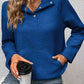 Perfee Half Buttoned Collared Neck Sweatshirt with Pocket