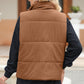 Pocketed Zip Up Turtleneck Vest Coat