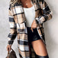 Plaid Button Up Long Sleeve Longline Outerwear