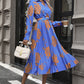 Perfee Floral Pleated Surplice Long Sleeve Midi Dress