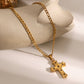 Stainless Steel Zircon Cross Pendant Necklace