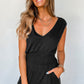 V-Neck Wide Strap Pocketed Jumpsuit