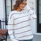 Angel Wings Striped Round Neck Long Sleeve Sweater