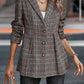 Plaid Button Up Lapel Collar Blazer